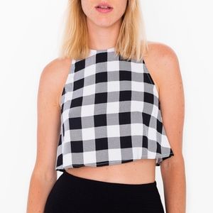 American Apparel Black and White Check Crop Top